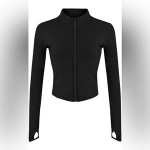 Athletic Full Zip Lightweight Workout Jacket with Thumb Holes